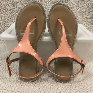 Elle pink rhinestone flat sandals